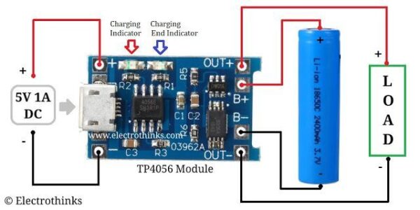 ماژول شارژر باتری لیتیومی TP4056 همراه با مدار حفاظت