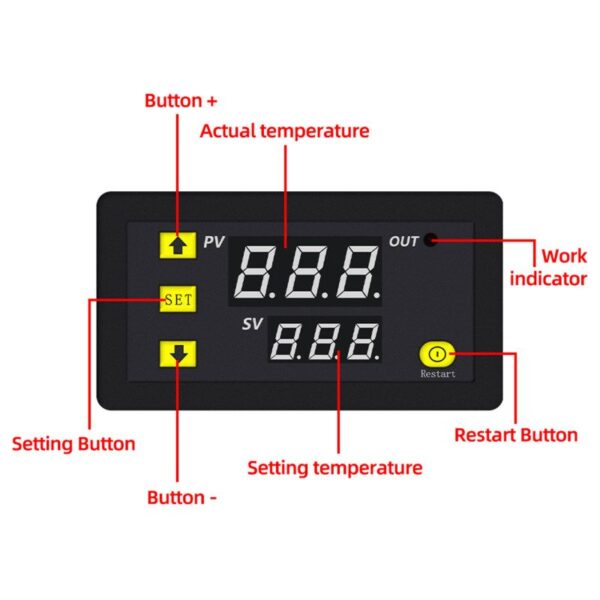 ماژول ترموستات دیجیتال ۱۲ ولت مدل W3230.